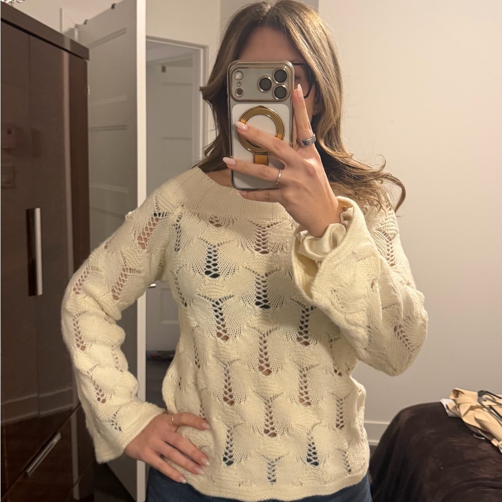 Heartloom Cream Textured Knit Sweater
